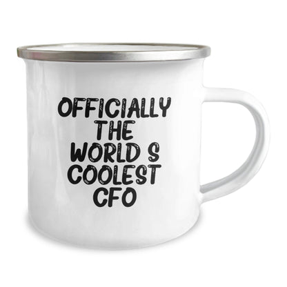 Funny CFO Gifts from Friends to World's Coolest CFO Men Camping Mug - 'Officially The World's Coolest Cfo' Quote - The Buy Boom