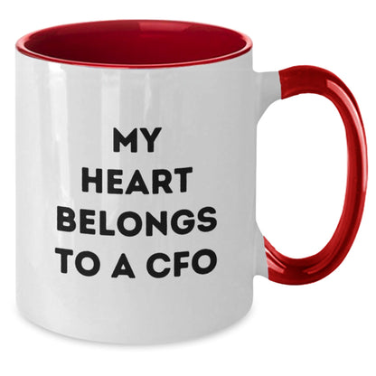 Funny CFO Gifts from Friends, Unique Two Tone Coffee Mugs for Birthday, 'My Heart Belongs To A Cfo' Quote - The Buy Boom