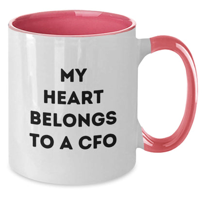 Funny CFO Gifts from Friends, Unique Two Tone Coffee Mugs for Birthday, 'My Heart Belongs To A Cfo' Quote - The Buy Boom