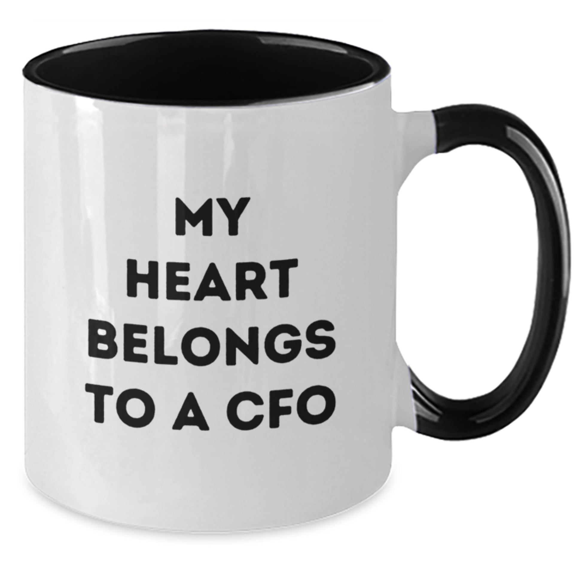 Funny CFO Gifts from Friends, Unique Two Tone Coffee Mugs for Birthday, 'My Heart Belongs To A Cfo' Quote - The Buy Boom