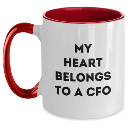 Funny CFO Gifts from Friends, Unique Two Tone Coffee Mugs for Birthday, 'My Heart Belongs To A Cfo' Quote - The Buy Boom