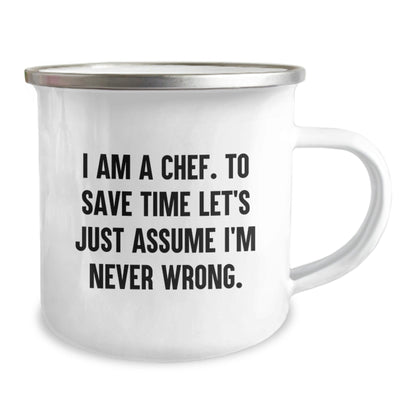 Funny Chef Camping Mug Gifts from Men to Friends, Christmas Unique Presents for Chefs, I'm Never Wrong - The Buy Boom