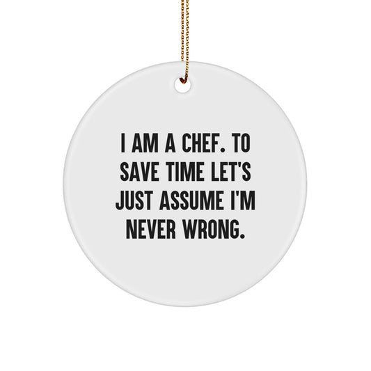 Funny Chef Circle Ornament, Gifts from Friends for Chef Men, Unique Christmas Decor - The Buy Boom