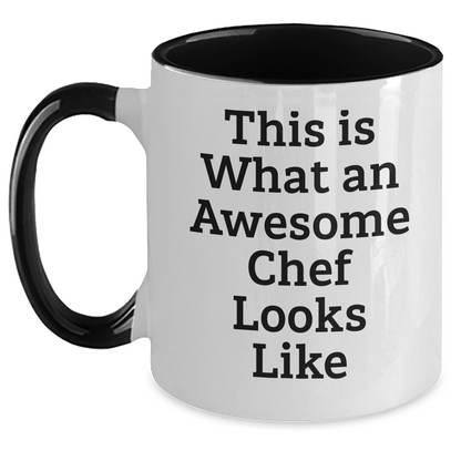 Funny Chef Gifts for Men - Two Tone Coffee Mug with Quote 'This Is What An Awesome Chef Looks Like' Gifts from Friends, Family, or Coworkers for Father's Day - The Buy Boom