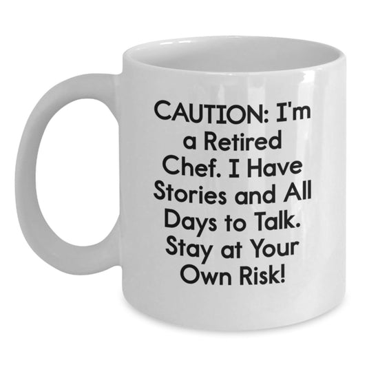 Funny Chef Gifts from Friends, Unique White Coffee Mug for Graduation, Stay At Your Own Risk!, 11oz/15oz Ceramic Mug - The Buy Boom