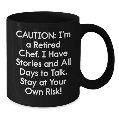 Funny Chef Gifts from Men for Graduation Unique Black Coffee Mug, 'Caution: I'm A Retired Chef...', Chef Appreciation Mug for Friends, Family, or Coworkers - The Buy Boom