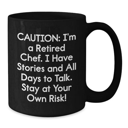 Funny Chef Gifts from Men for Graduation Unique Black Coffee Mug, 'Caution: I'm A Retired Chef...', Chef Appreciation Mug for Friends, Family, or Coworkers - The Buy Boom