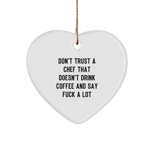 Funny Chef Gifts from Men to Friends - Heart Ornament for Chef's Love Coffee and Swearing - Unique Christmas Unique Gifts for Men - The Buy Boom