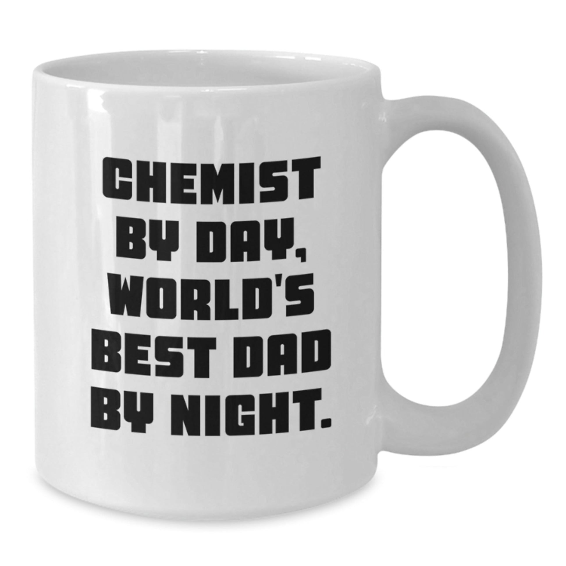 Funny Chemist Gifts for Men from Chemist By Day, World's Best Dad By Night. - Unique White Coffee Mug for Graduation - The Buy Boom
