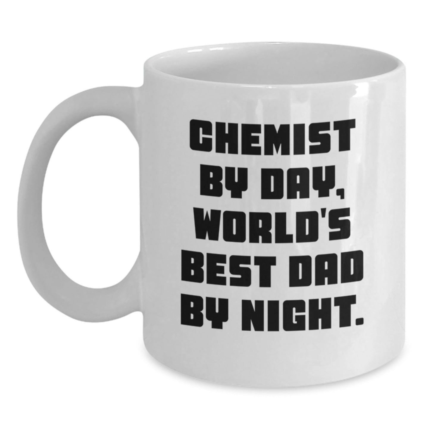 Funny Chemist Gifts for Men from Chemist By Day, World's Best Dad By Night. - Unique White Coffee Mug for Graduation - The Buy Boom