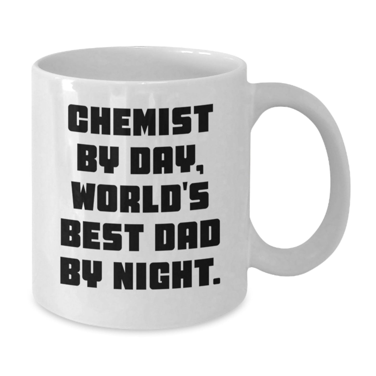 Funny Chemist Gifts for Men from Chemist By Day, World's Best Dad By Night. - Unique White Coffee Mug for Graduation - The Buy Boom