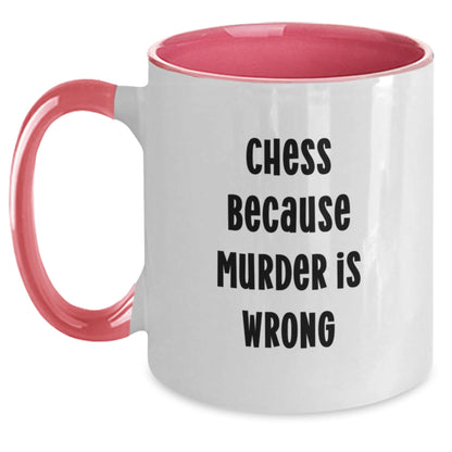 Funny Chess Gifts for Graduation, Unique Two Tone Coffee Mug from Friends, 'Chess Because Murder Is Wrong' Quote - The Buy Boom