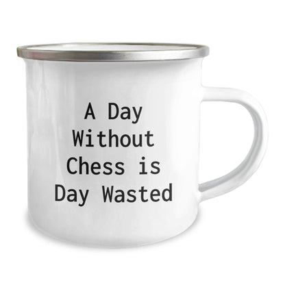 Funny Chess Lovers Gift for Men, 'A Day Without Chess Is Day Wasted' Camping Mug from Friends for Birthday - The Buy Boom