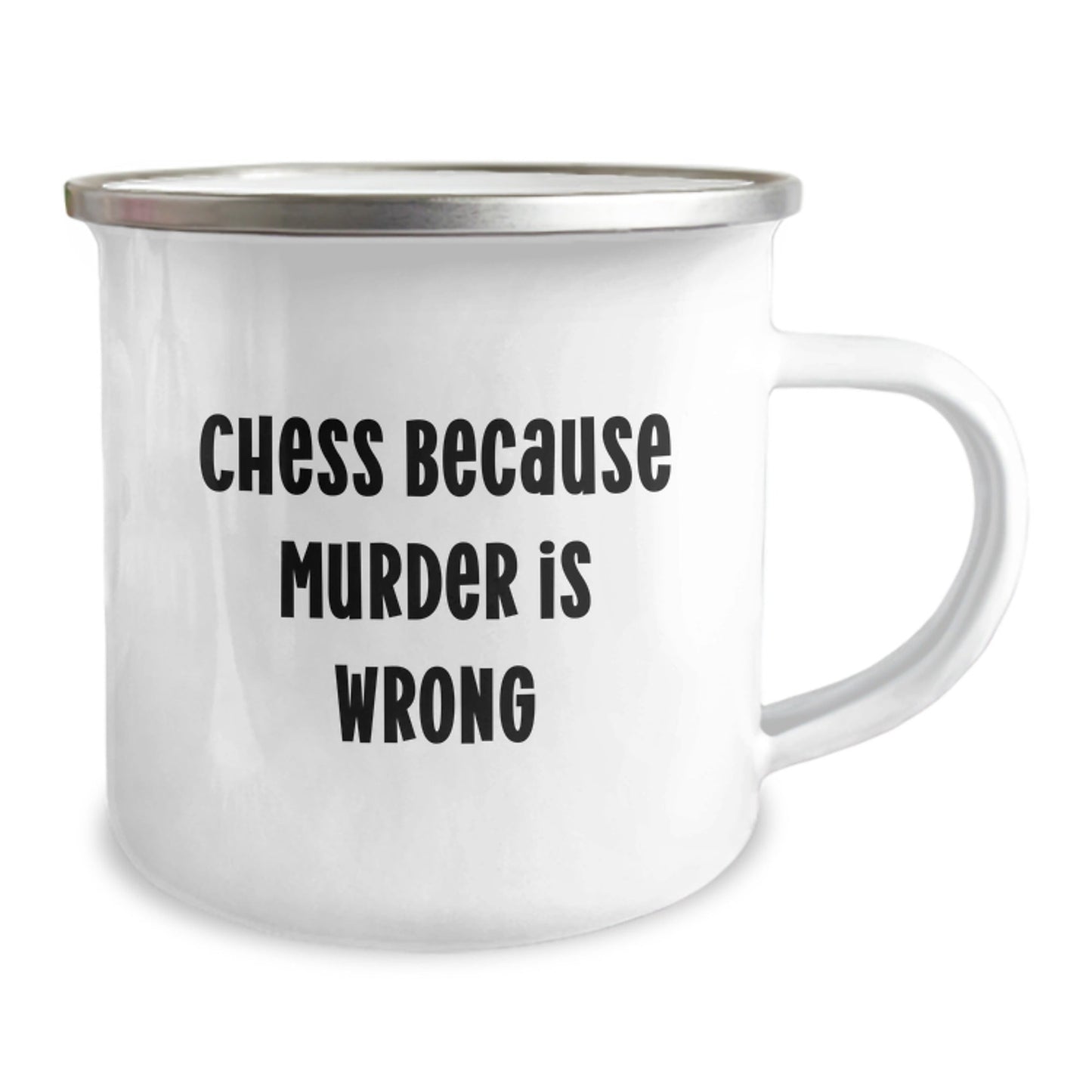 Funny Chess Mug Gifts from Friends for Graduation, 'Chess Because Murder Is Wrong', 12 oz Stainless Steel Camping Mug - The Buy Boom