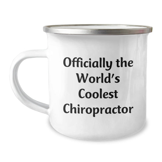 Funny Chiropractor Gifts for Graduation - 'Officially The World's Coolest Chiropractor' Enamel Camping Mug, Gifts from Family to Men or Women - The Buy Boom