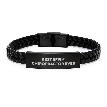 Funny Chiropractor Gifts for Men, Best Effin' Chiropractor Ever Quote, Interlaced Leather Bracelet for Graduation, Gifts from Friends, Gifts for Chiropractor - The Buy Boom