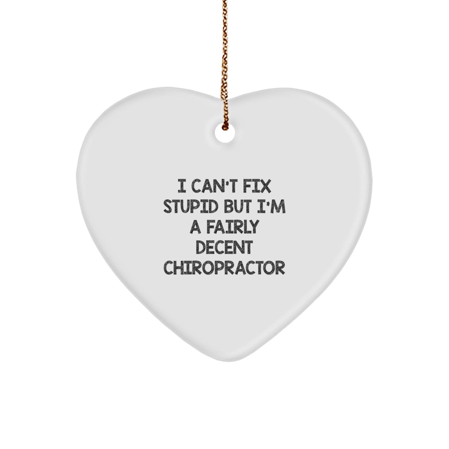 Funny Chiropractor Gifts for Women, Christmas Unique Heart Ornament with 'I Can't Fix Stupid But I'm A Fairly Decent Chiropractor' Quote, Gifts from Family - The Buy Boom