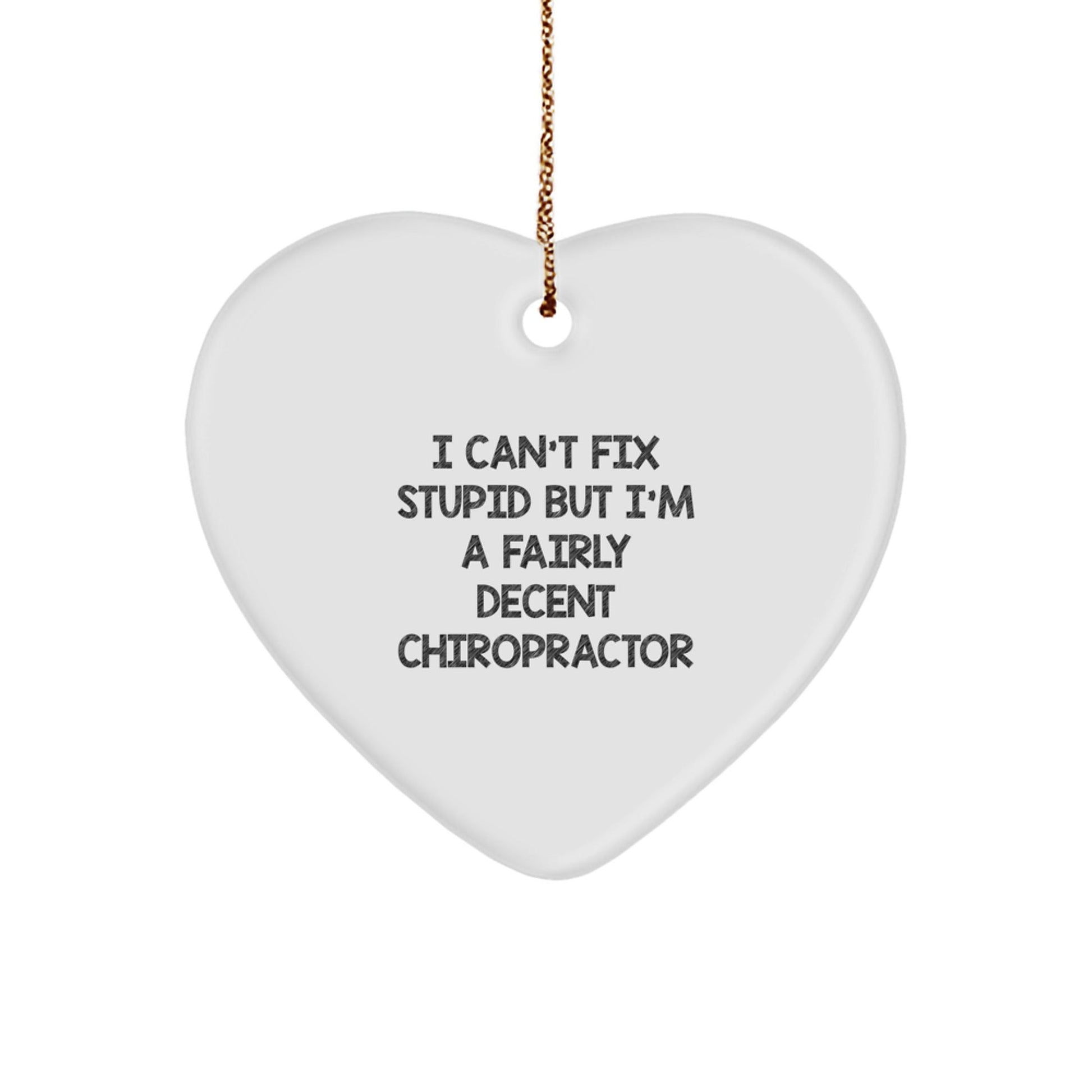 Funny Chiropractor Gifts for Women, Christmas Unique Heart Ornament with 'I Can't Fix Stupid But I'm A Fairly Decent Chiropractor' Quote, Gifts from Family - The Buy Boom