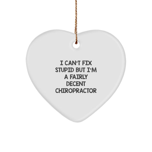 Funny Chiropractor Gifts for Women, Christmas Unique Heart Ornament with 'I Can't Fix Stupid But I'm A Fairly Decent Chiropractor' Quote, Gifts from Family - The Buy Boom