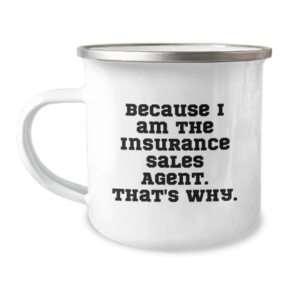 Funny Christmas Unique Gifts for Insurance Sales Agent, Unique Camping Mug for Men, Women, or Friends from Family, Enamel Finish - The Buy Boom