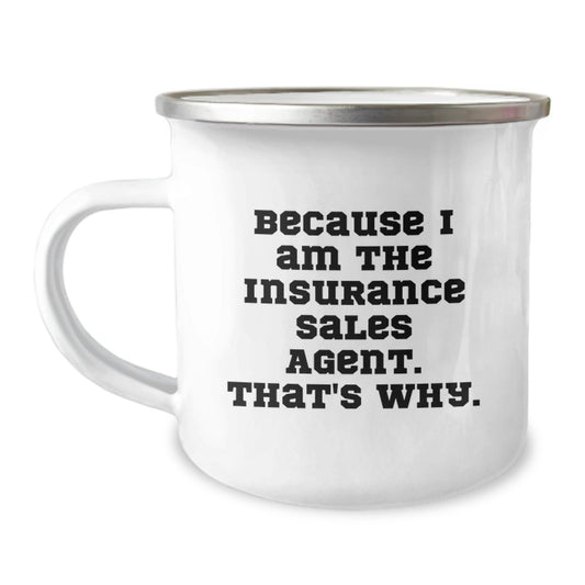 Funny Christmas Unique Gifts for Insurance Sales Agent, Unique Camping Mug for Men, Women, or Friends from Family, Enamel Finish - The Buy Boom
