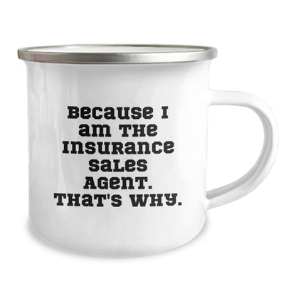 Funny Christmas Unique Gifts for Insurance Sales Agent, Unique Camping Mug for Men, Women, or Friends from Family, Enamel Finish - The Buy Boom