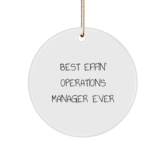 Funny Christmas Unique Gifts for Operations Manager - 'Best Effin' Operations Manager Ever' Circle Ornament, Circle Shaped, Gifts from Men, Women, Friends, Coworkers, Family - The Buy Boom