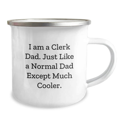 Funny Clerk Gifts from Dad - Unique Camping Mug for Clerk, Men, Friends, Coworkers, Family on Christmas Unique Gifts - The Buy Boom