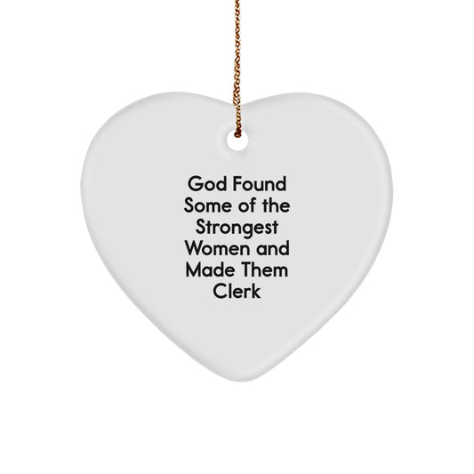 Funny Clerk Gifts from Men to Women, Heart Ornament for Christmas Unique Gifts, Inspirational Quote for Clerks, White Heart Shaped Decoration - The Buy Boom