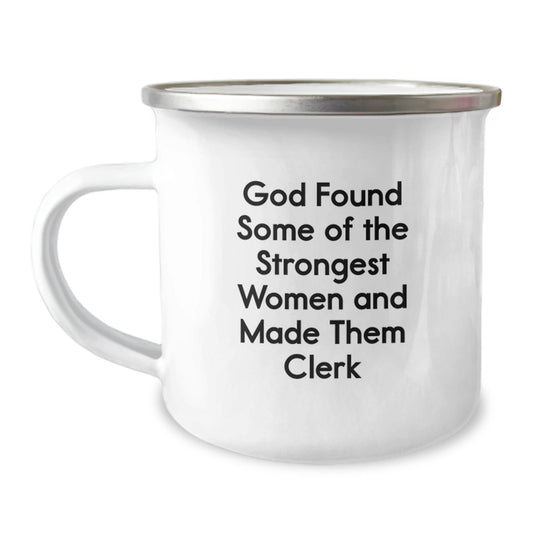 Funny Clerk Gifts from Men, Women, Coworkers, Family for Clerk Christmas Unique Presents - Camping Mug with God Quote - The Buy Boom