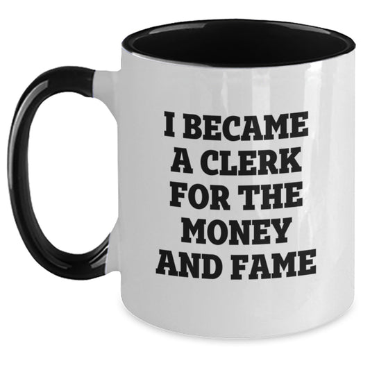 Funny Clerk Quotes Gifts For Men from Coworkers on Birthday Two Tone Mug - The Buy Boom