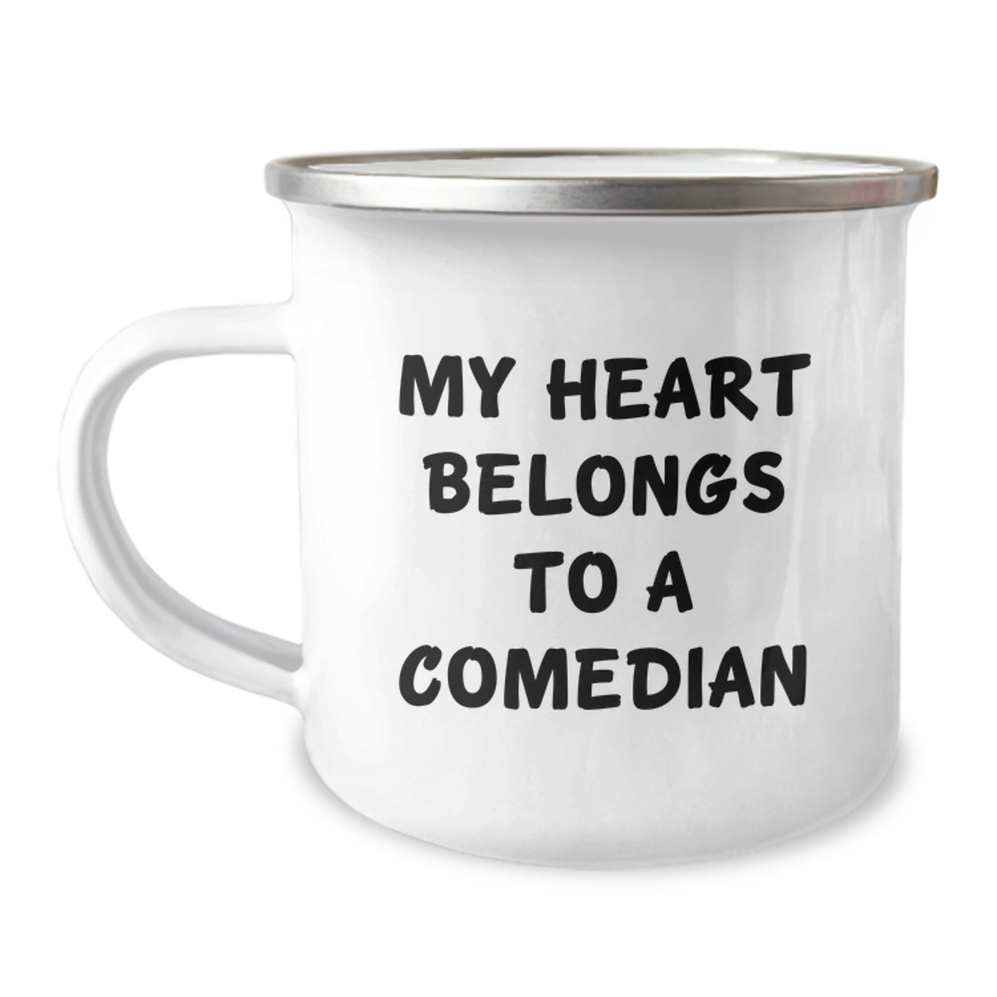 Funny Comedian Gifts for Men Comedian Lover Birthday Unique Gifts from Friends Camping Mug with My Heart Belongs To A Comedian Quote - The Buy Boom