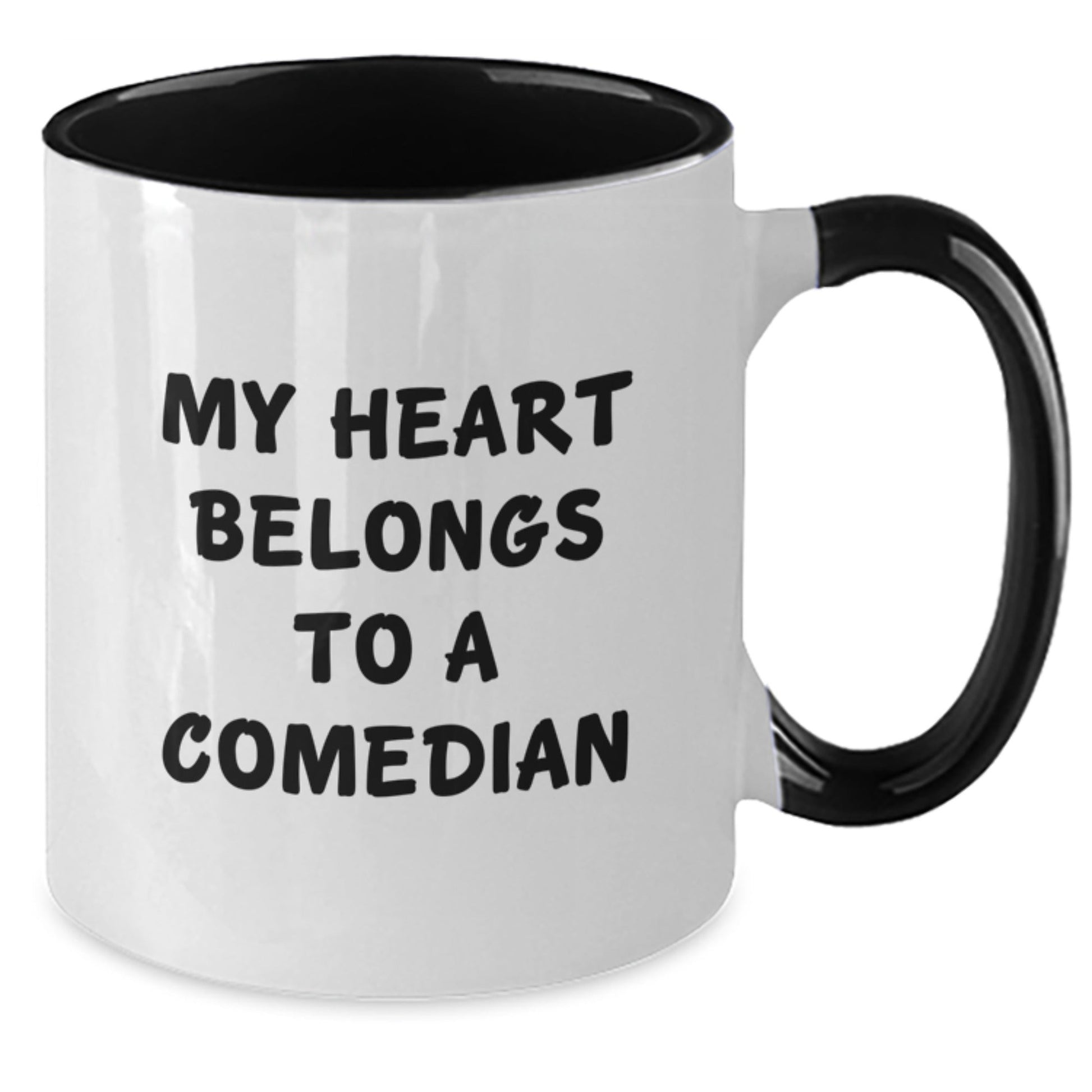 Funny Comedian Gifts from Friends for Comedian Lover, Two Tone Coffee Mug, 'My Heart Belongs To A Comedian' Birthday Unique Mugs - The Buy Boom