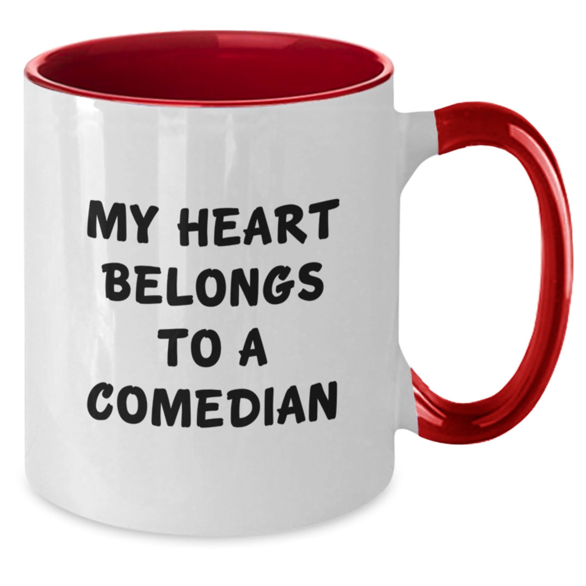 Funny Comedian Gifts from Friends for Comedian Lover, Two Tone Coffee Mug, 'My Heart Belongs To A Comedian' Birthday Unique Mugs - The Buy Boom