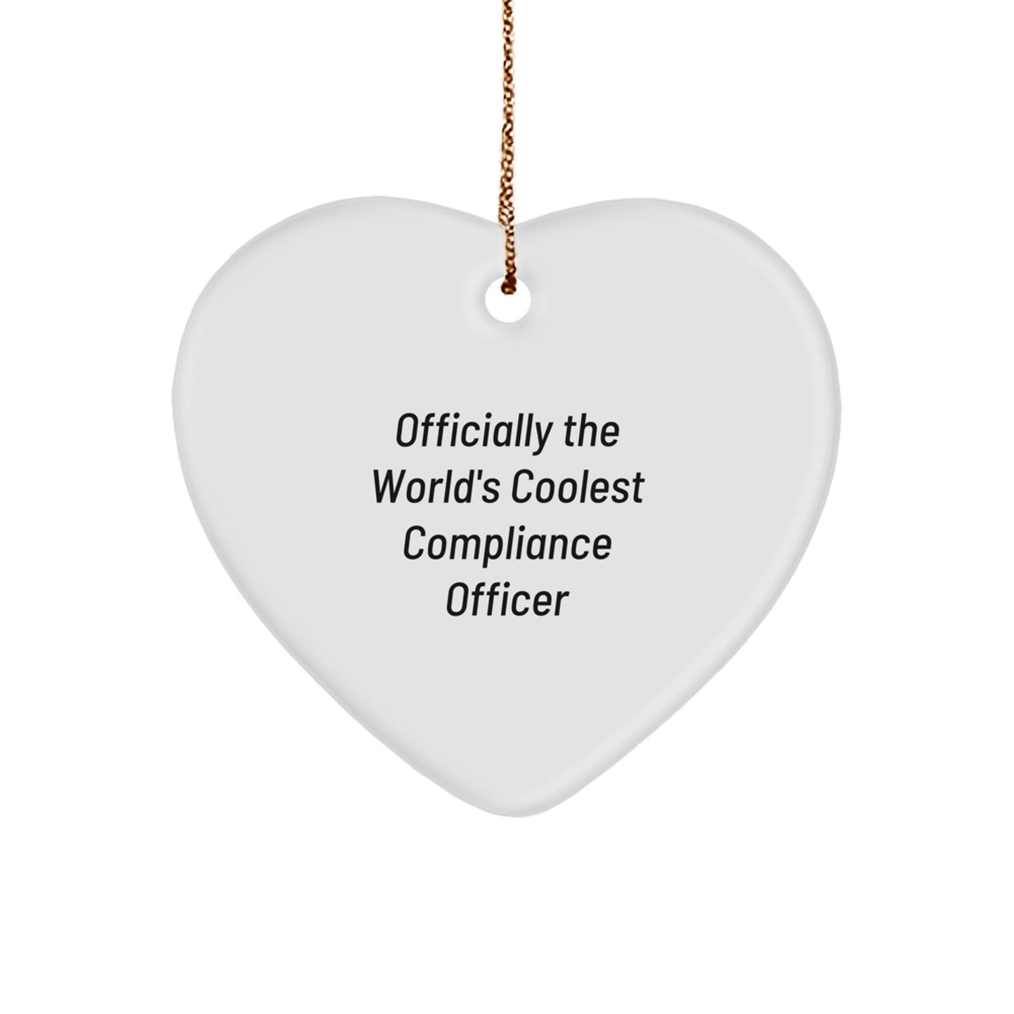 Funny Compliance Officer Gifts from Friends - Officially The World's Coolest Compliance Officer Heart Ornament - The Buy Boom