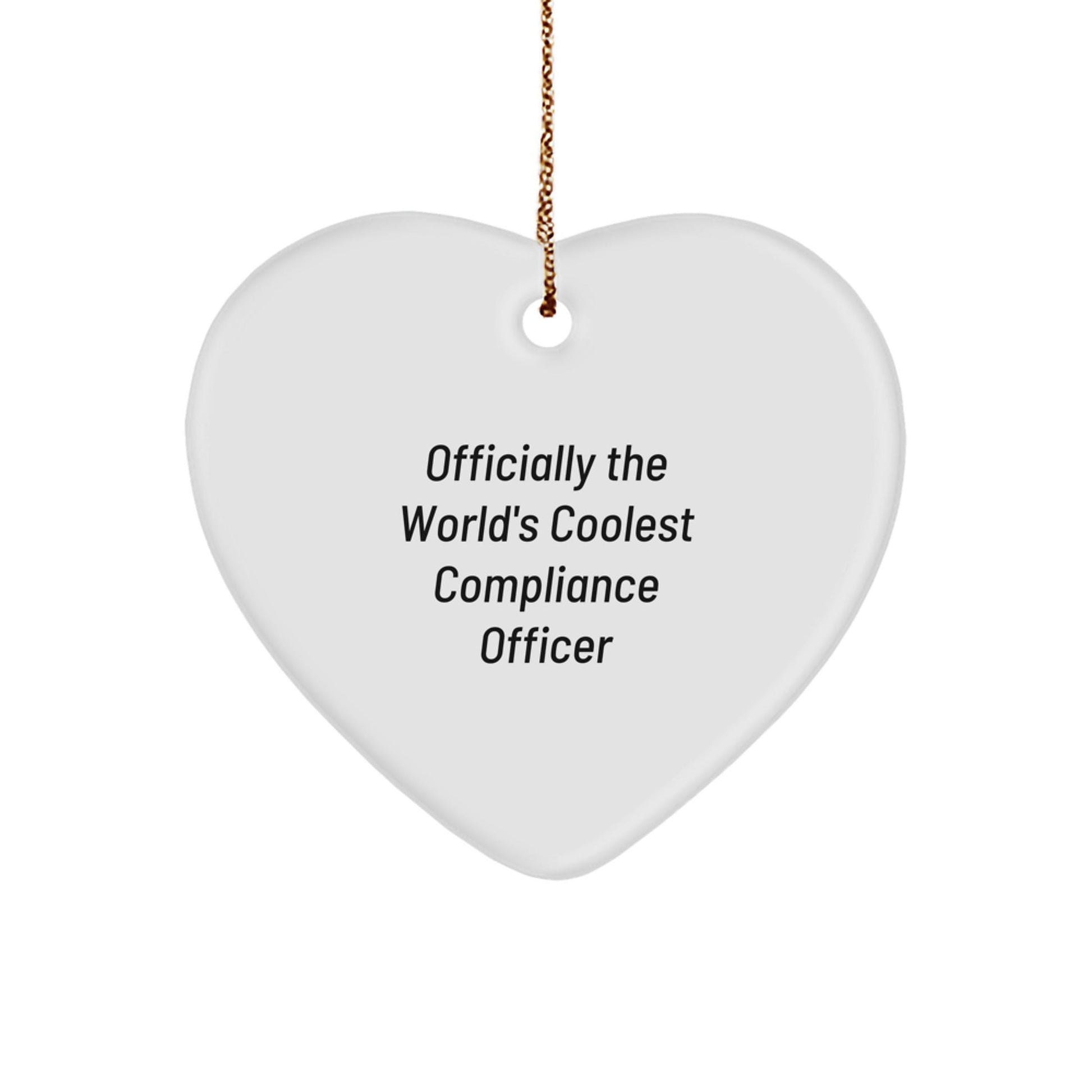Funny Compliance Officer Gifts from Friends - Officially The World's Coolest Compliance Officer Heart Ornament - The Buy Boom