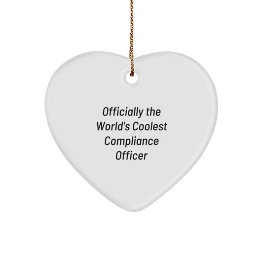 Funny Compliance Officer Gifts from Friends - Officially The World's Coolest Compliance Officer Heart Ornament - The Buy Boom