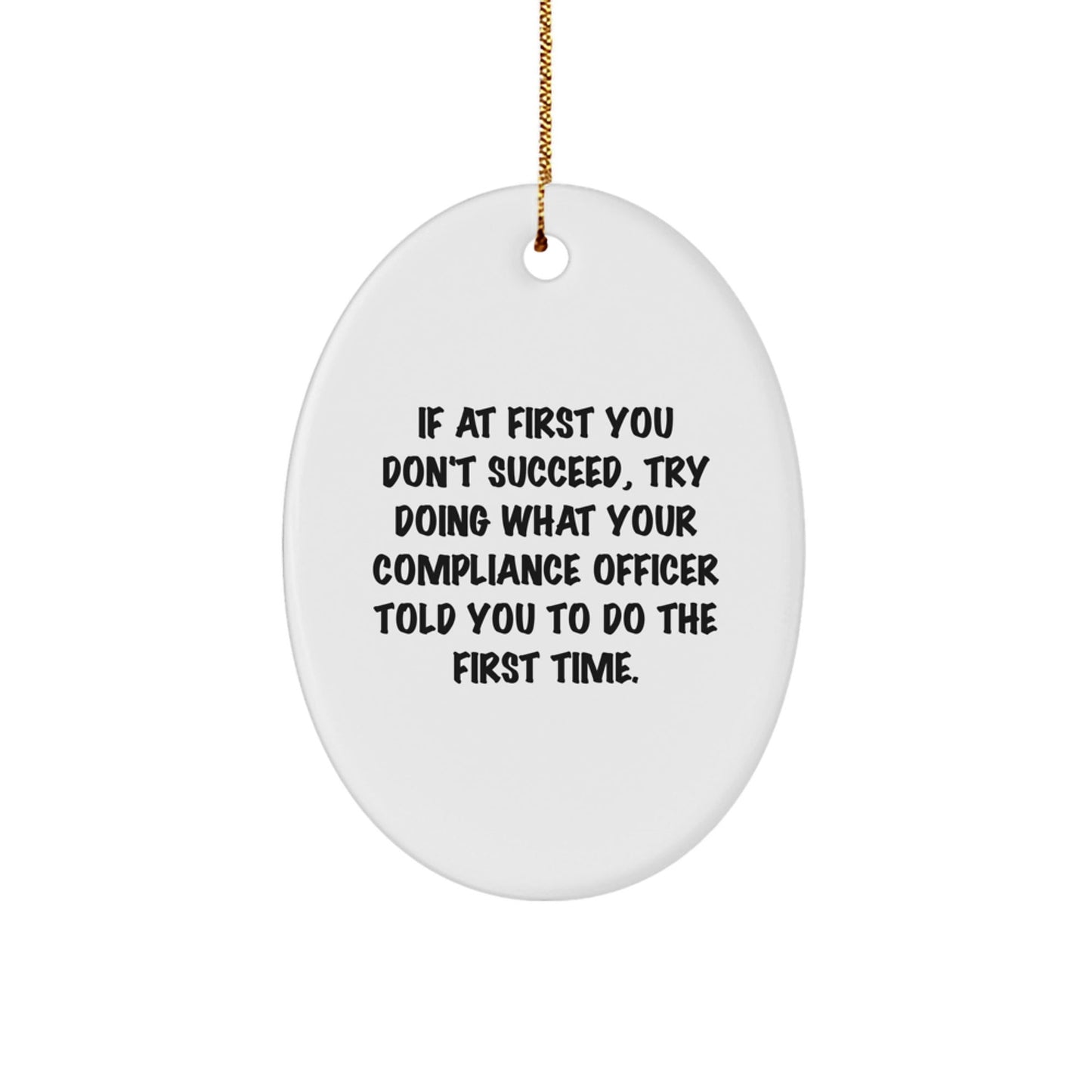 Funny Compliance Officer Gifts, Oval Ornament Quote 'If At First You Don't Succeed', Compliance Officer Christmas Unique Gifts from Friends for Compliance Officer - The Buy Boom
