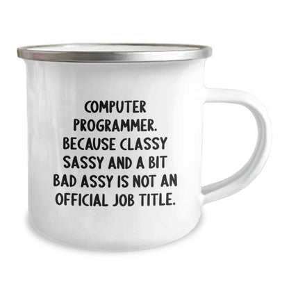 Funny Computer Programmer Gifts, Christmas Unique Gifts from Friends, 'Computer Programmer. Because Classy Sassy And A Bit Fearlessy Is Not An Official Job Title.' Camping Mug for Men, Women, Family - The Buy Boom
