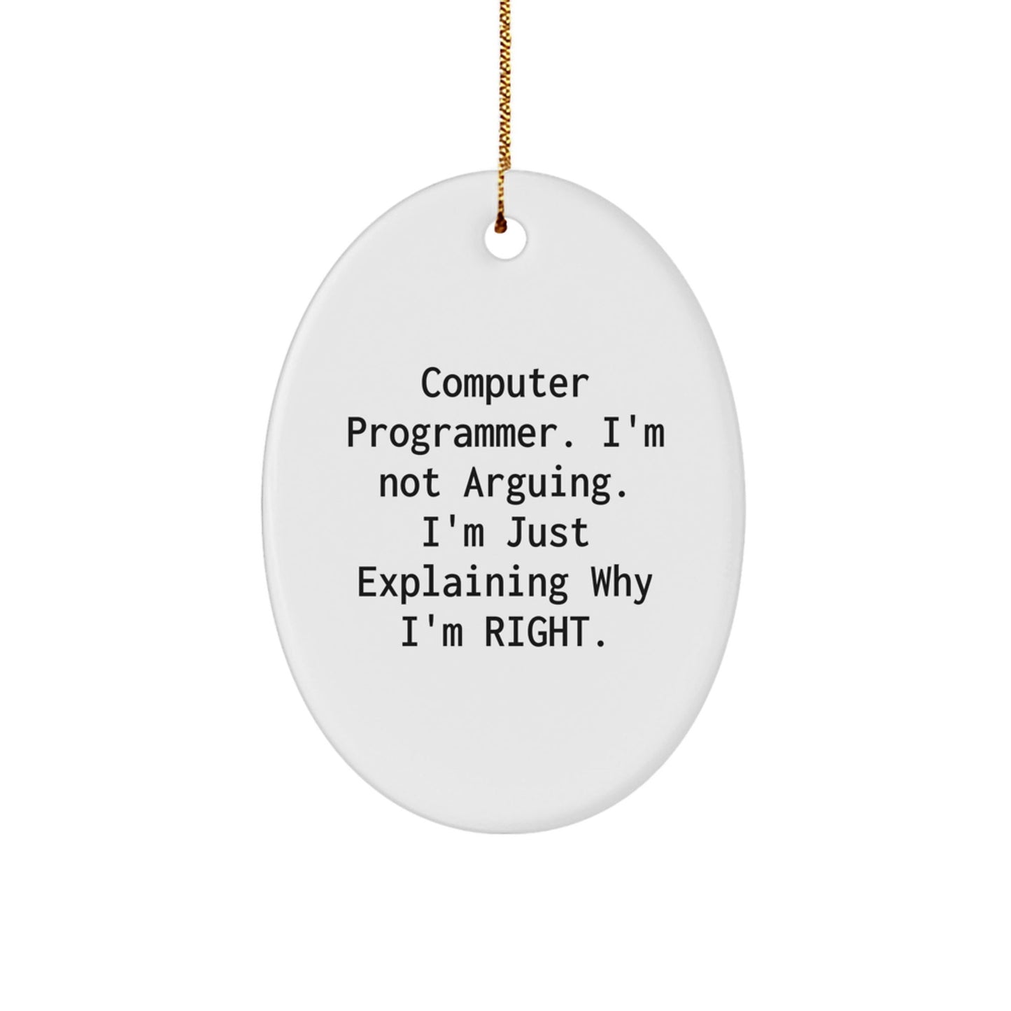 Funny Computer Programmer Gifts for Men Friends Coworkers from Family, Oval Ornament for Christmas Unique Decorations, I'm Not Arguing. I'm Just Explaining Why I'm Right. - The Buy Boom
