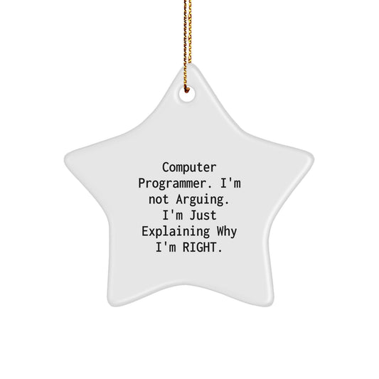 Funny Computer Programmer Gifts for Men, Star Ornament with 'I'm Not Arguing. I'm Just Explaining Why I'm Right.' Quote, Christmas Unique Gifts from Friends to Coworkers - The Buy Boom
