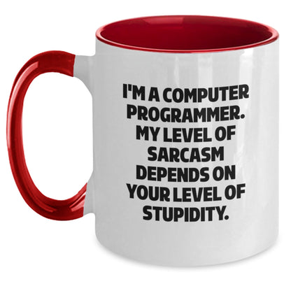 Funny Computer Programmer Gifts Two Tone Coffee Mug - I'm A Computer Programmer Sarcasm Depends On Stupidity Gifts for Computer Programmer Friends Family from Men - The Buy Boom