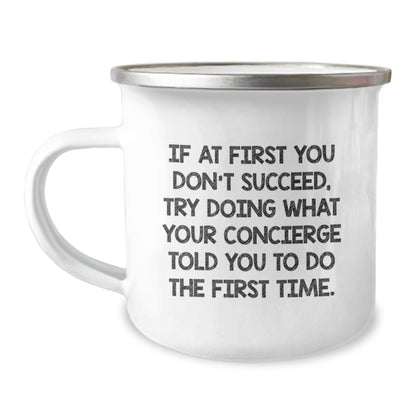 Funny Concierge Camping Mug Gifts for Men from Family, Christmas Unique Presents with Inspirational Quote - The Buy Boom
