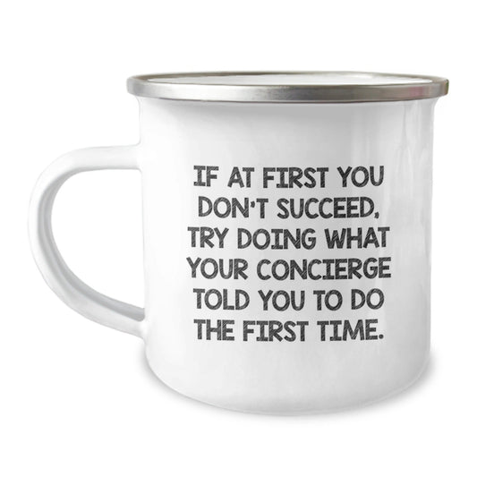 Funny Concierge Camping Mug Gifts for Men from Family, Christmas Unique Presents with Inspirational Quote - The Buy Boom