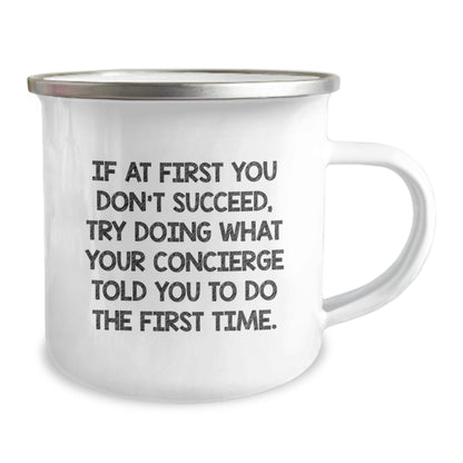 Funny Concierge Camping Mug Gifts for Men from Family, Christmas Unique Presents with Inspirational Quote - The Buy Boom