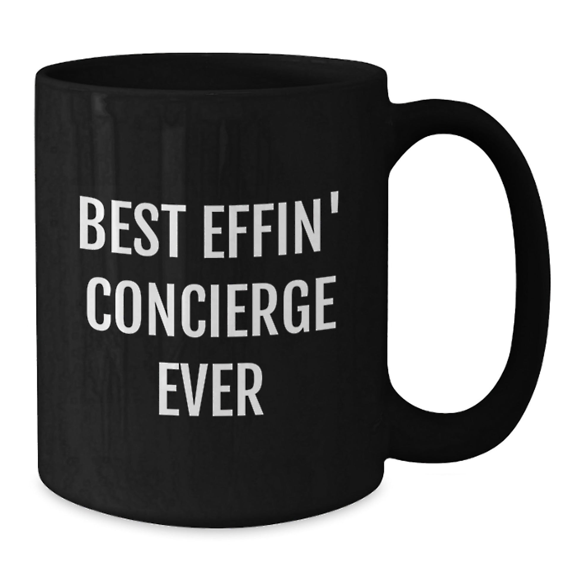Funny Concierge Gifts from Family and Friends - Best Effin' Concierge Ever Black Coffee Mug, Perfect for Christmas Unique Gifts - The Buy Boom