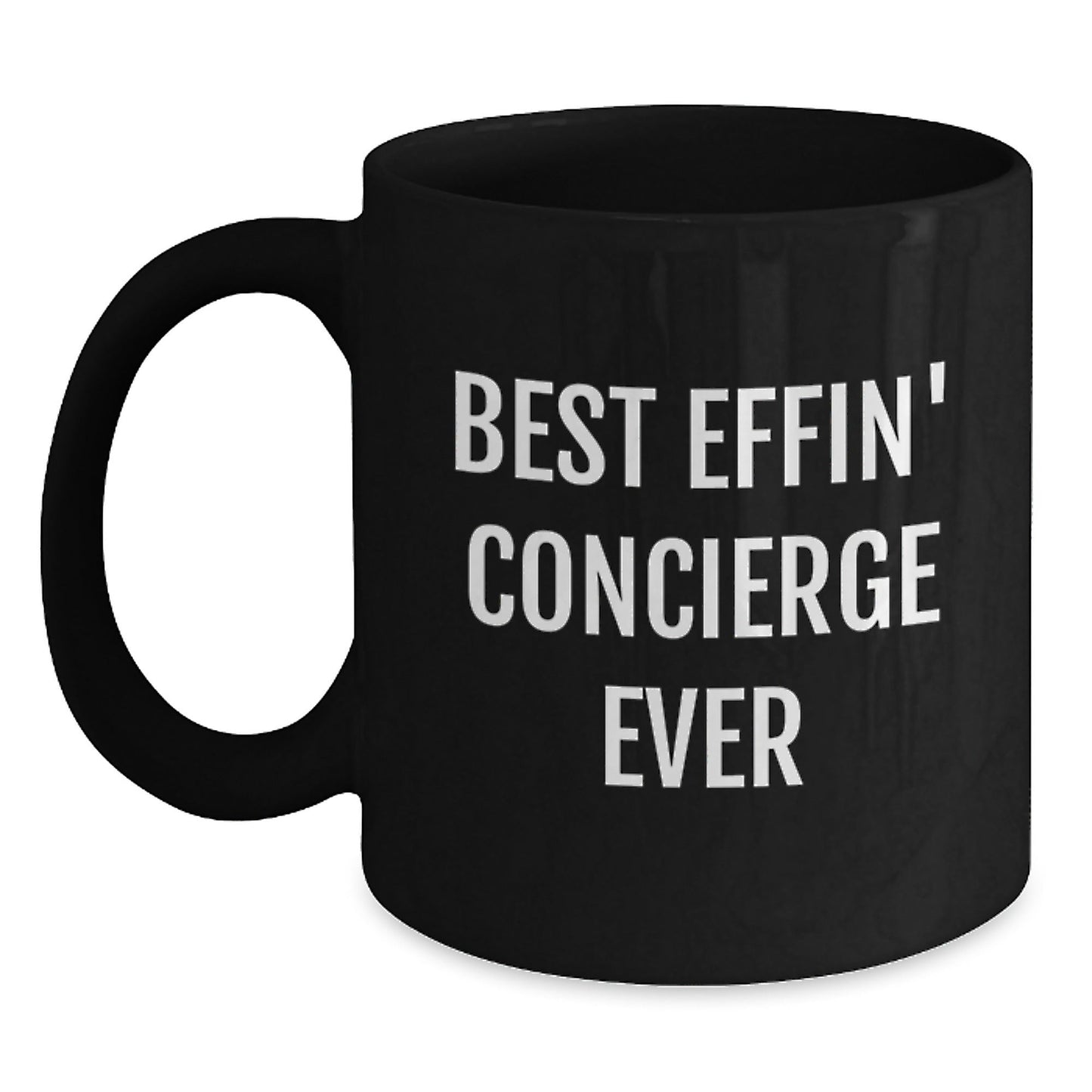 Funny Concierge Gifts from Family and Friends - Best Effin' Concierge Ever Black Coffee Mug, Perfect for Christmas Unique Gifts - The Buy Boom
