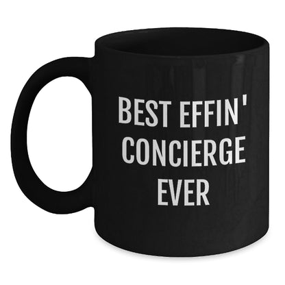 Funny Concierge Gifts from Family and Friends - Best Effin' Concierge Ever Black Coffee Mug, Perfect for Christmas Unique Gifts - The Buy Boom