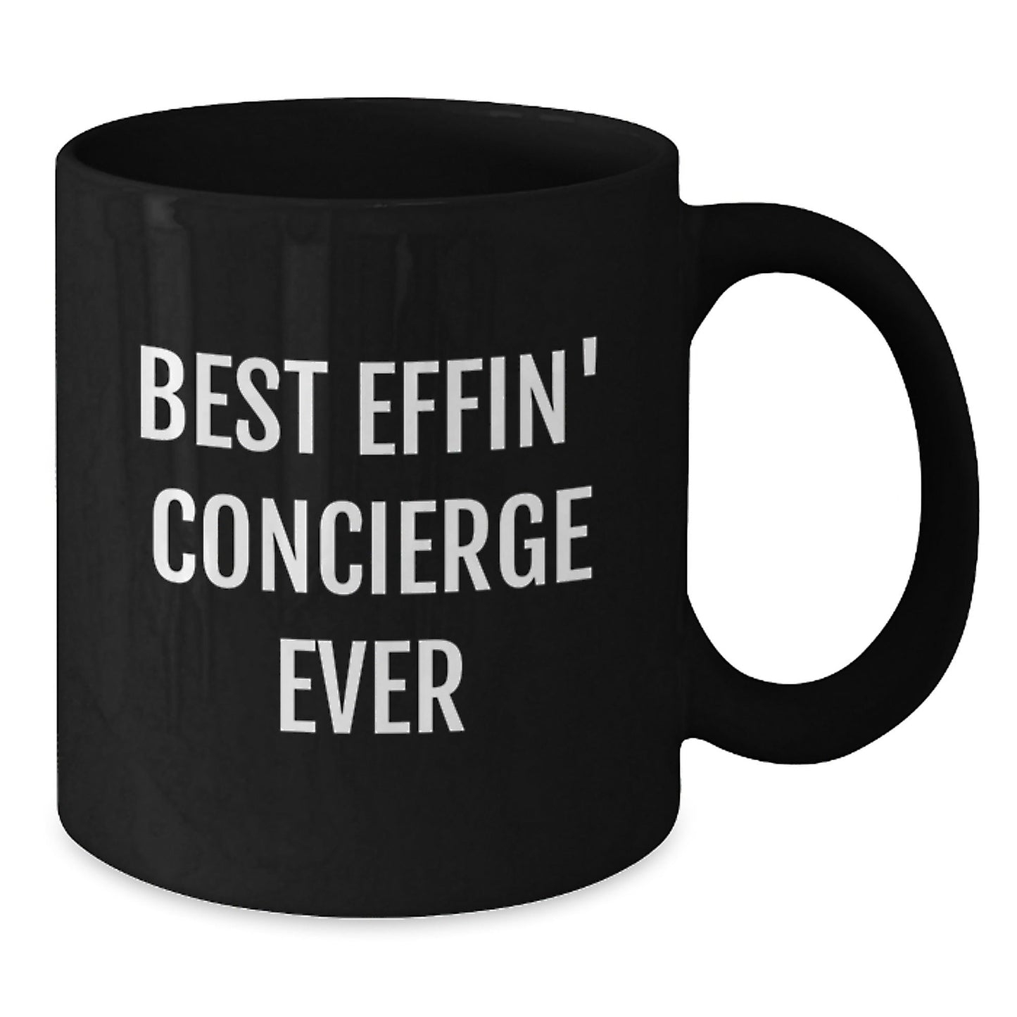 Funny Concierge Gifts from Family and Friends - Best Effin' Concierge Ever Black Coffee Mug, Perfect for Christmas Unique Gifts - The Buy Boom