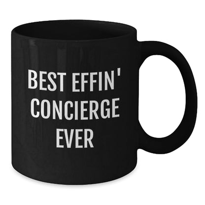 Funny Concierge Gifts from Family and Friends - Best Effin' Concierge Ever Black Coffee Mug, Perfect for Christmas Unique Gifts - The Buy Boom